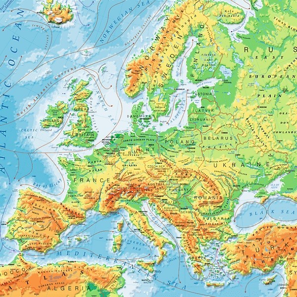 Physical map of Europe, Trefl puzzle, 1000pcs