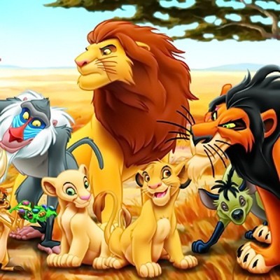 Lion King - Jungle Book, Educa wooden puzzle 2x50 pc