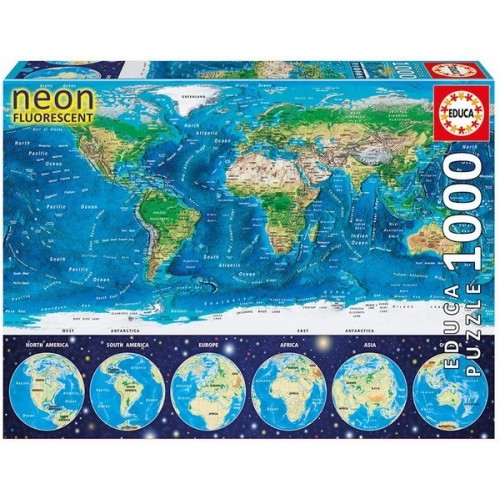 Világtérkép, Educa Neon Puzzle kirakó 1000 db