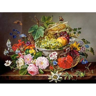 Virágkosár gyümölcsökkel, 2000 darabos Castorland puzzle
