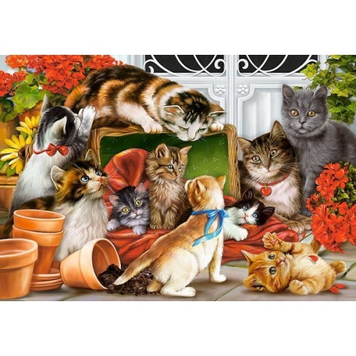 Játszó cicák, 1500 darabos Castorland puzzle