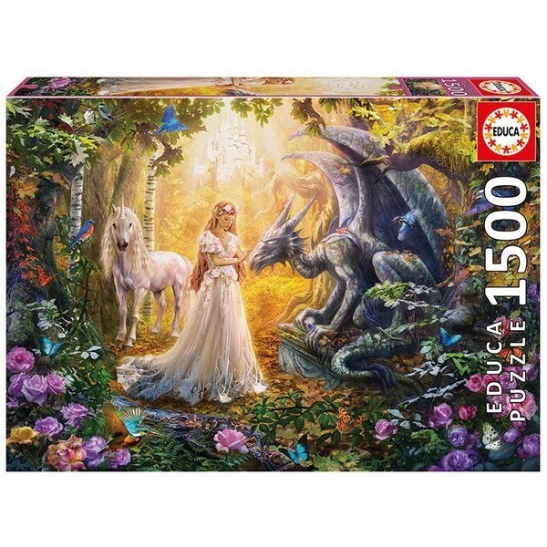 Sárkány - Hercegnő - Unikornis, 1500 darabos Educa puzzle