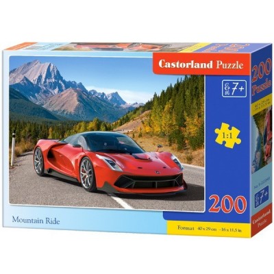Sportautó a hegyi úton, 200 darabos Castorland puzzle