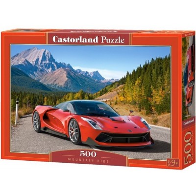 Sportautó a hegyi úton, 500 darabos Castorland puzzle