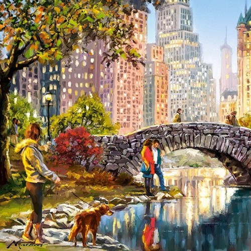 Esti séta a Central Parkban, 1000 darabos Castorland puzzle