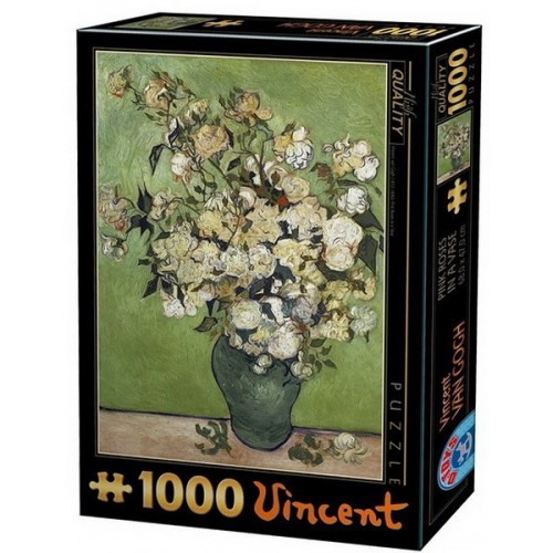 Rózsaszín rózsák vázában - Van Gogh, 1000 darabos D-Toys puzzle