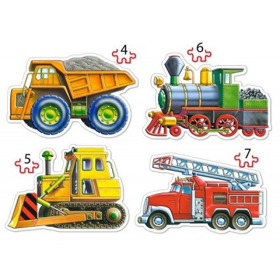 Járművek, Castorland 4x1 kontúr puzzle 4-5-6-7 db
