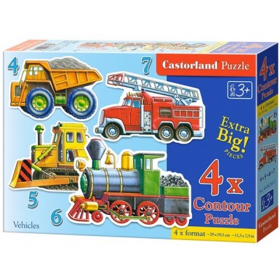 Járművek, Castorland 4x1 kontúr puzzle 4-5-6-7 db