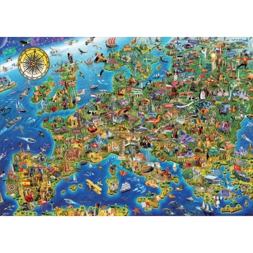 Crazy European Map, Educa Puzzle 500 pcs