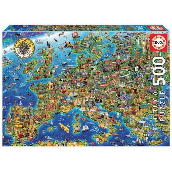 Sokszínű Európa, 500 darabos Educa puzzle