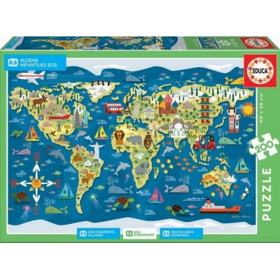 Rajzos térkép gyerekeknek, Educa puzzle 200 db