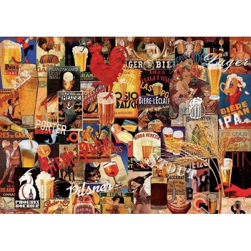 Vintage Beer Collage, Educa puzzle 1000 pcs