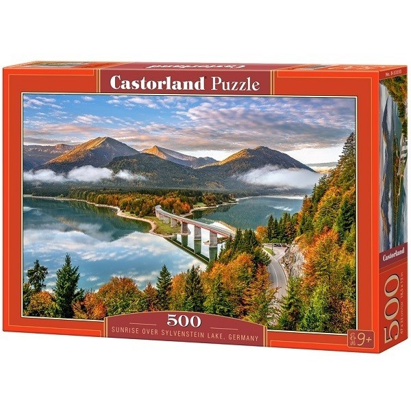 Napkelte a Sylvenstein-tó felett, 500 darabos Castorland puzzle