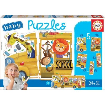 School Bus - 5 in 1, Educa Baby puzzle, 5-4-4-3-3 pc