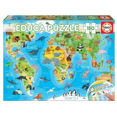 Állatos világtérkép gyerekeknek, 150 darabos Educa puzzle